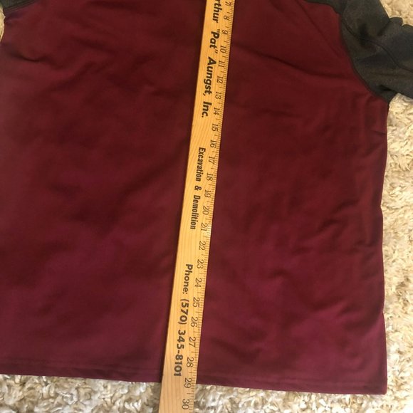 Jockey Sport Mens L 1/4 Zip Pullover LS Maroon Gray Reflective High Neck - Picture 6 of 7